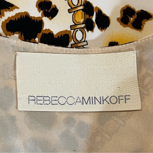 Rebecca Minkoff Silk Knotted V Neck Short Sleeve Mini Dress 2 Animal Novelty - Picture 13 of 14